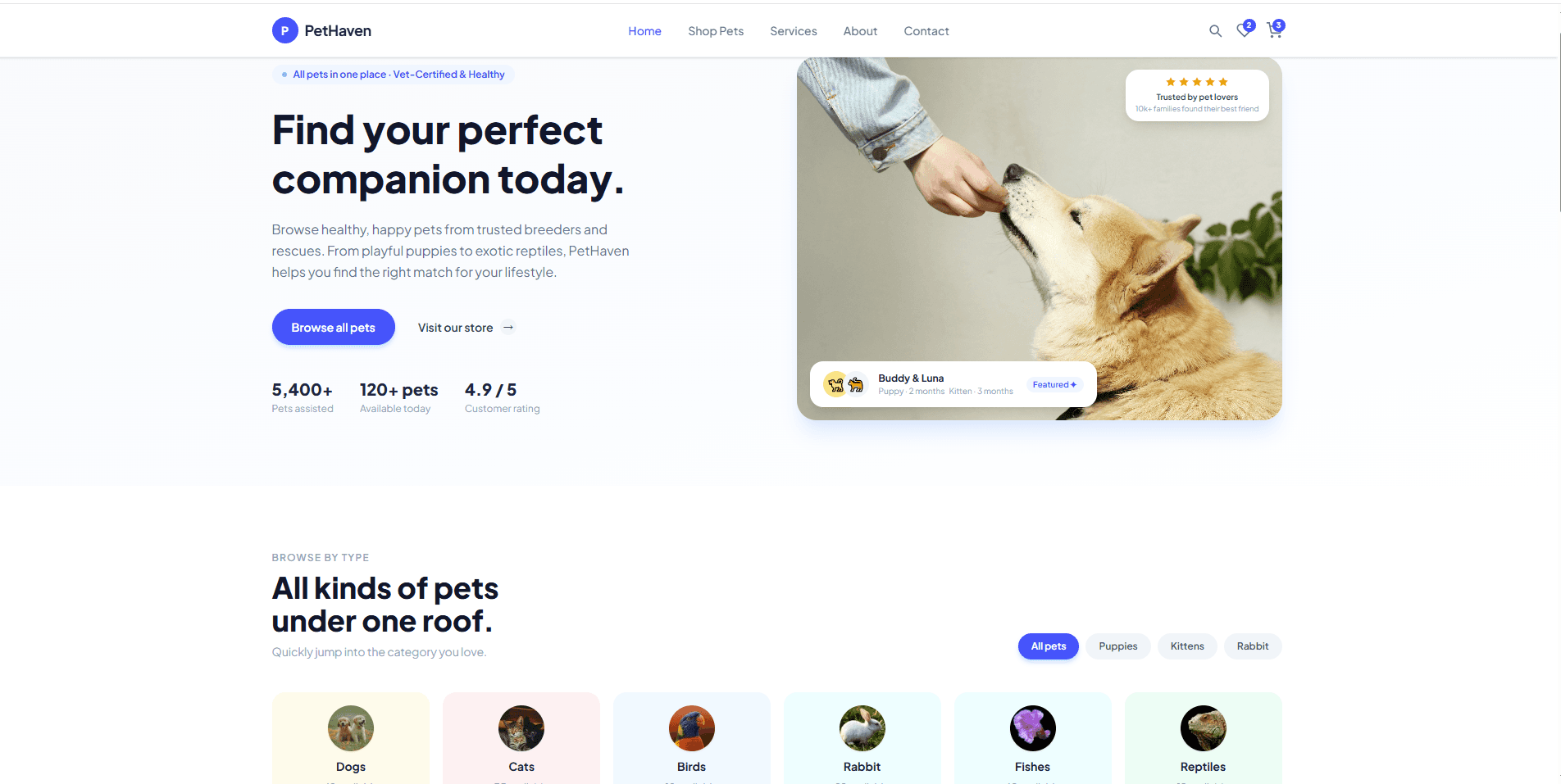 PetHaven – Pet Adoption Demo Website screenshot 1